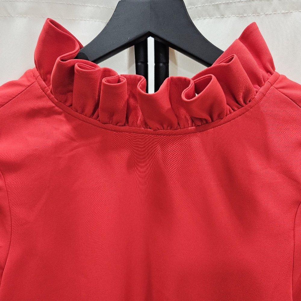 NWT Tuckernuck Daphne Dress Poppy Red Mini Preppy Bowtie Collar Pockets XXS - Picture 5 of 14